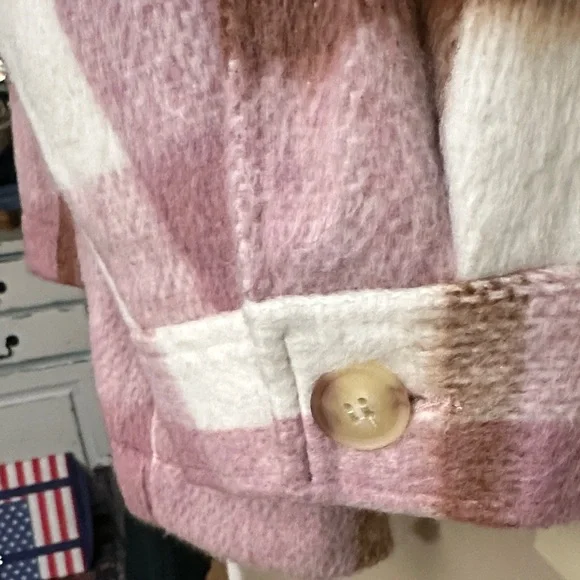 Sebby Pink and White Plaid Jacket - Picture 3 of 4